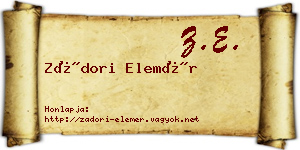 Zádori Elemér névjegykártya