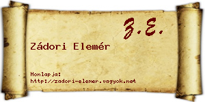 Zádori Elemér névjegykártya